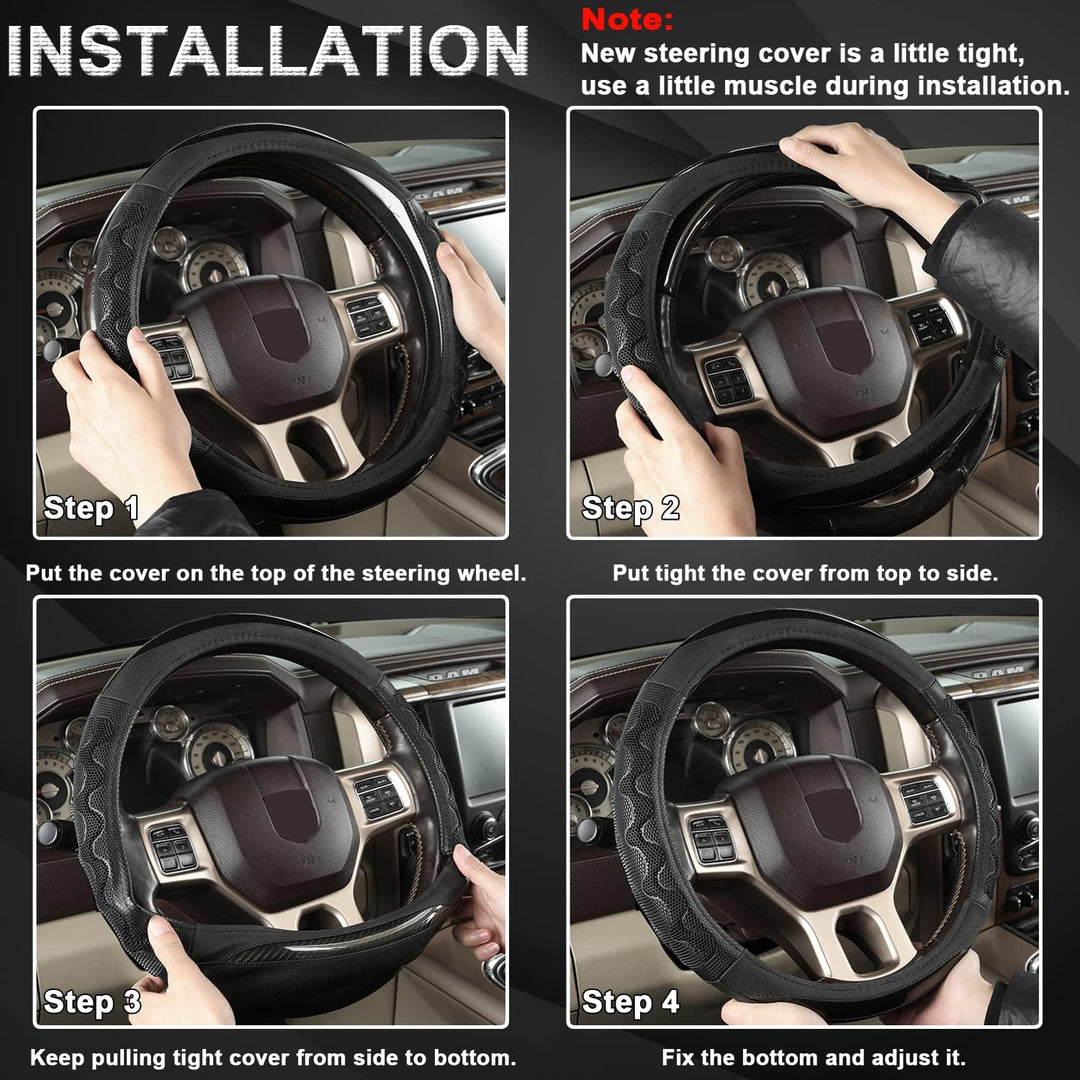 GIANT PANDA Lenkradbezug für Dodge Ram 1500 - Autolenkradbezug für Dodge Ram 2500 3500 - Grau A-grau