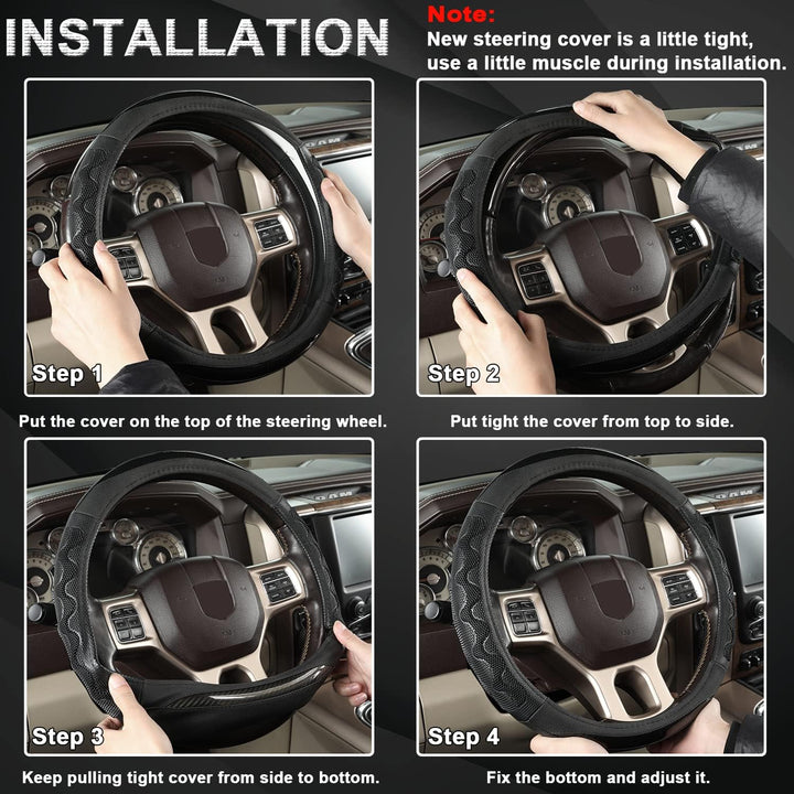 GIANT PANDA Lenkradbezug für Dodge Ram 1500 - Autolenkradbezug für Dodge Ram 2500 3500 - Grau A-grau