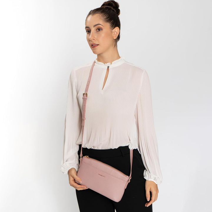 Lazarotti Bologna Leder Umhängetasche Damen | verstellbarer Schultergurt | mittelgrosse Crossbody Ba