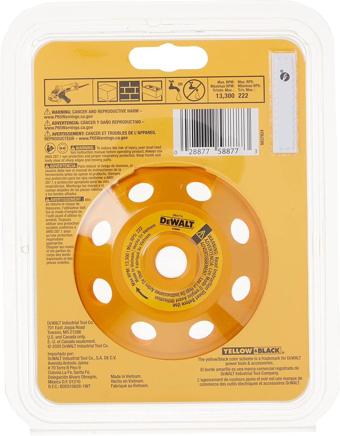 DEWALT Schleifscheibe, zweireihig, Diamantbecher, 4-1/2 Zoll (DW4774) 1-(Pack), 1-(Pack)