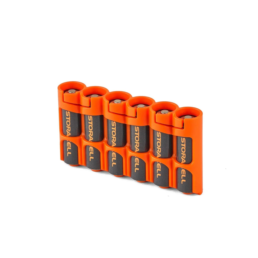 Storacell AA-Batterie-Aufbewahrungsbehälter (2er-Pack), Orange, hält 6 AA-Batterien (Nicht im Liefer