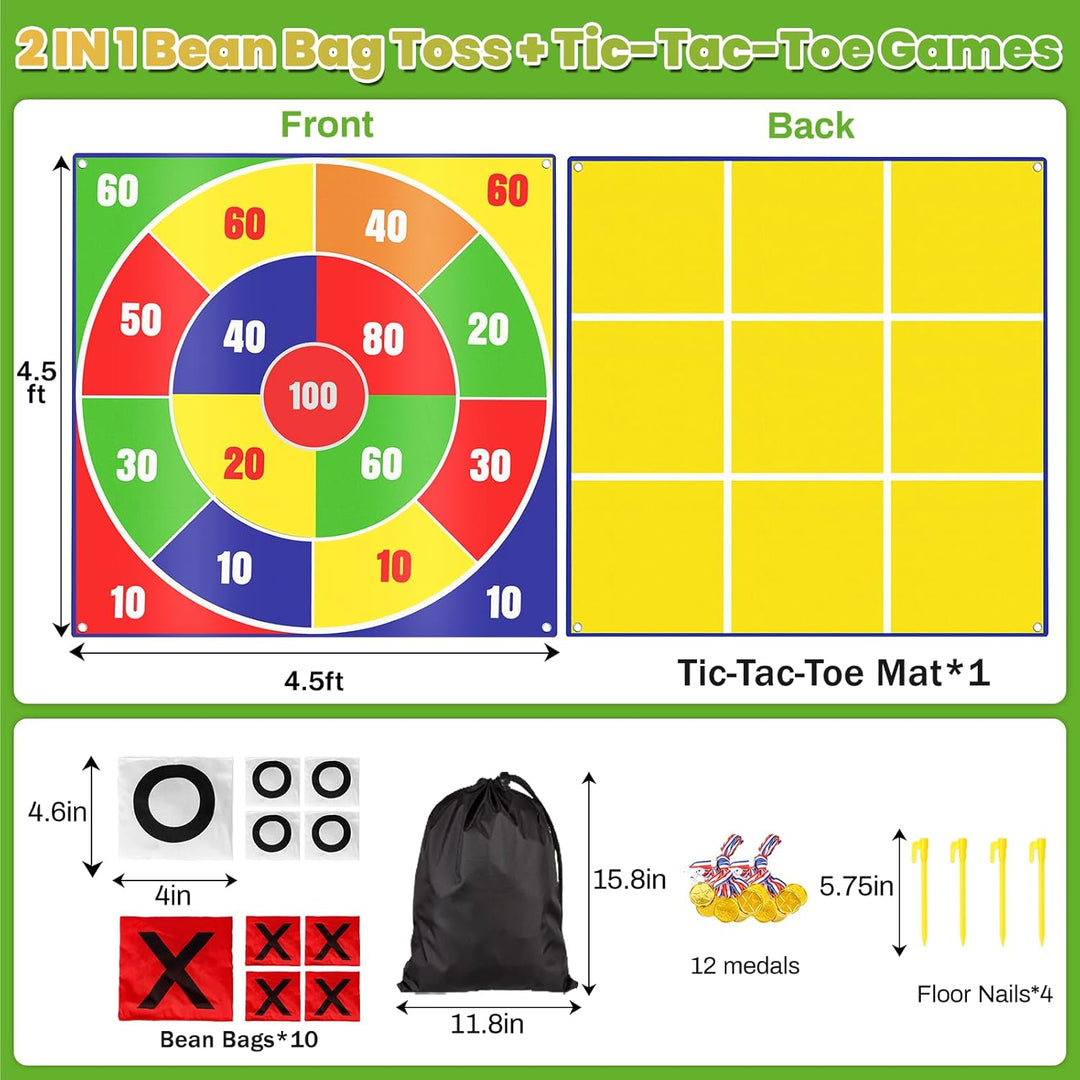 2-in-1 Riesen-Oster-Sitzsack-Wurf & grosser Tic Tac Toe Outdoor-Spiele für Kinder und Erwachsene, 1,