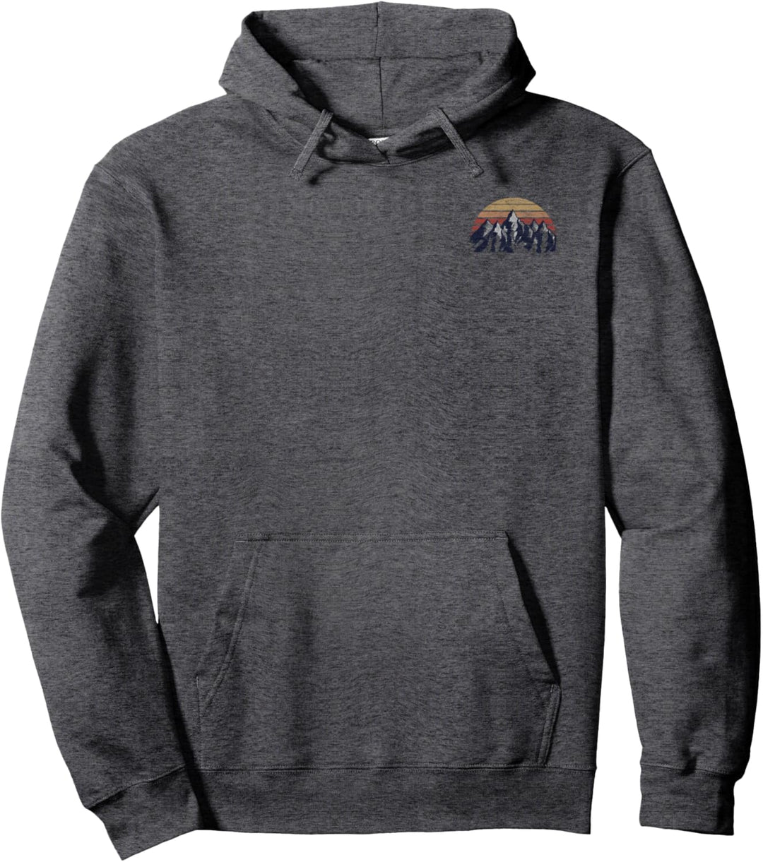 Mountain Sunset Split Pocket Print Pullover Hoodie
