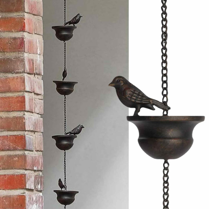 Regenkette 2,4 m,Rain Chain,Rain Chain for Gutters,Regenablaufkette,Dachrinnenkette Regenablauf Rege