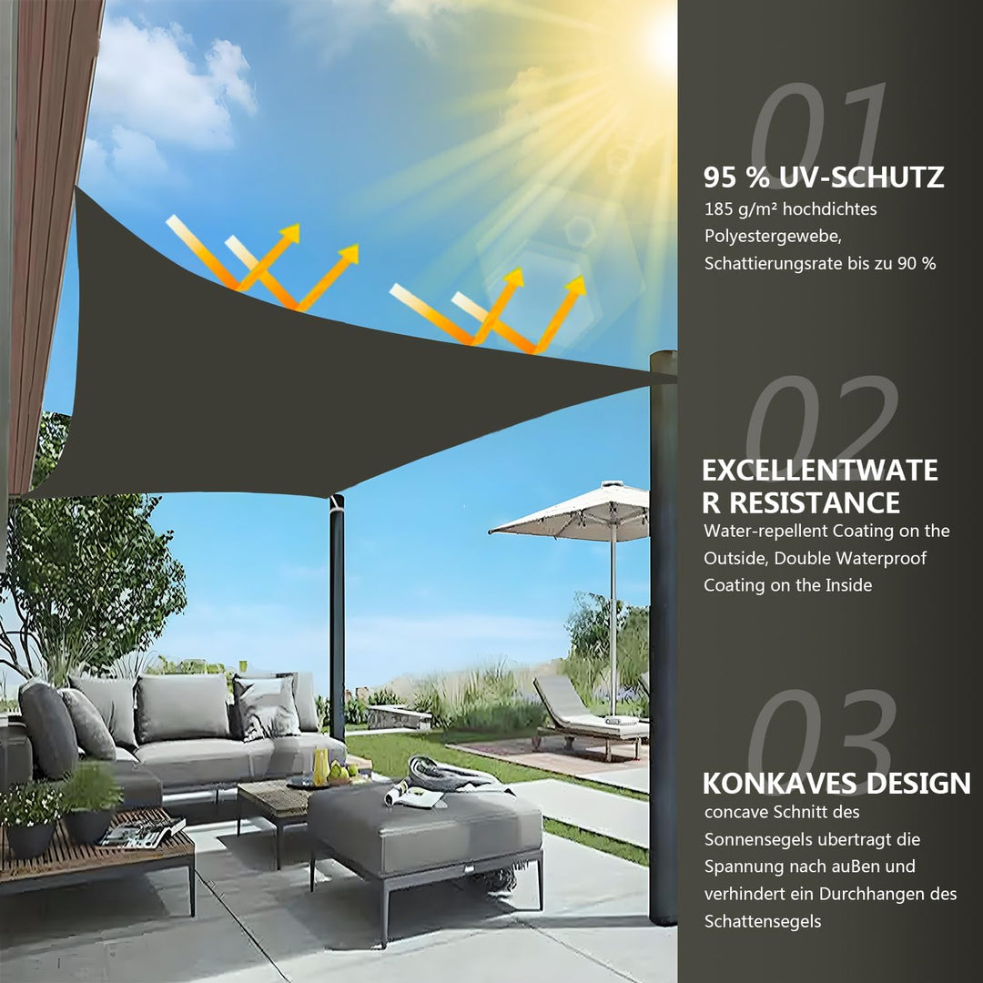 Sichtschutz Sonnensegel Rechteck (20 Farben und 99 Grössen) Sonnensegel Wasserdicht Sonnenschutz,PES