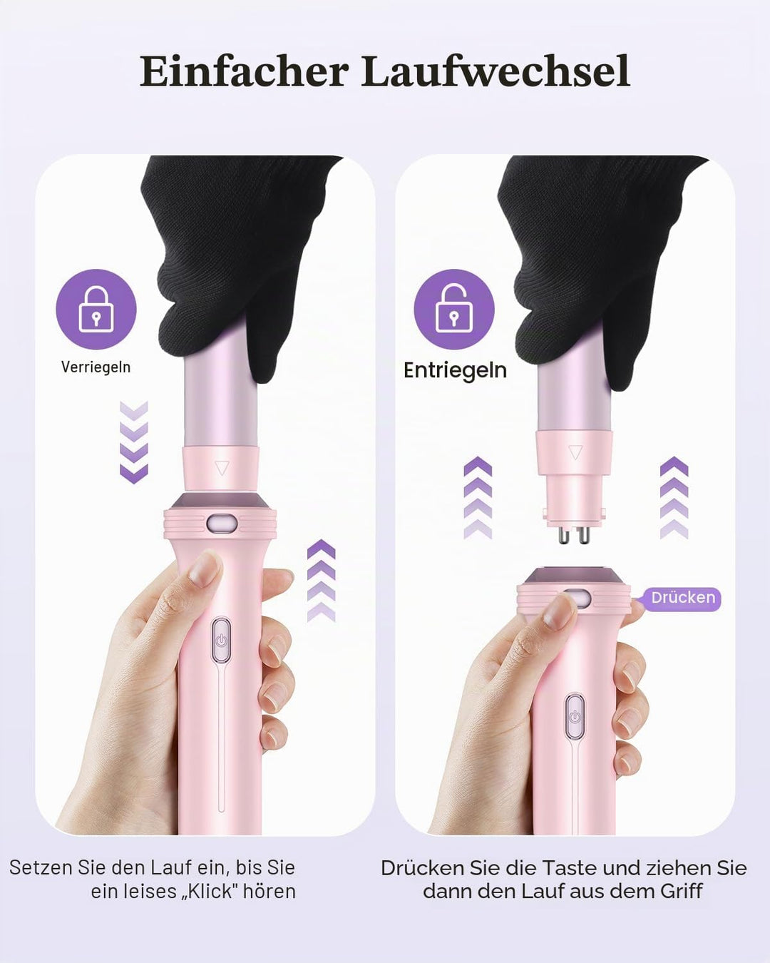 BESTOPE PRO Lockenstab, 5 in 1 Lockenstäbe Set mit Glätteisen, Thermobürste, 3 Keramische Lockeneise