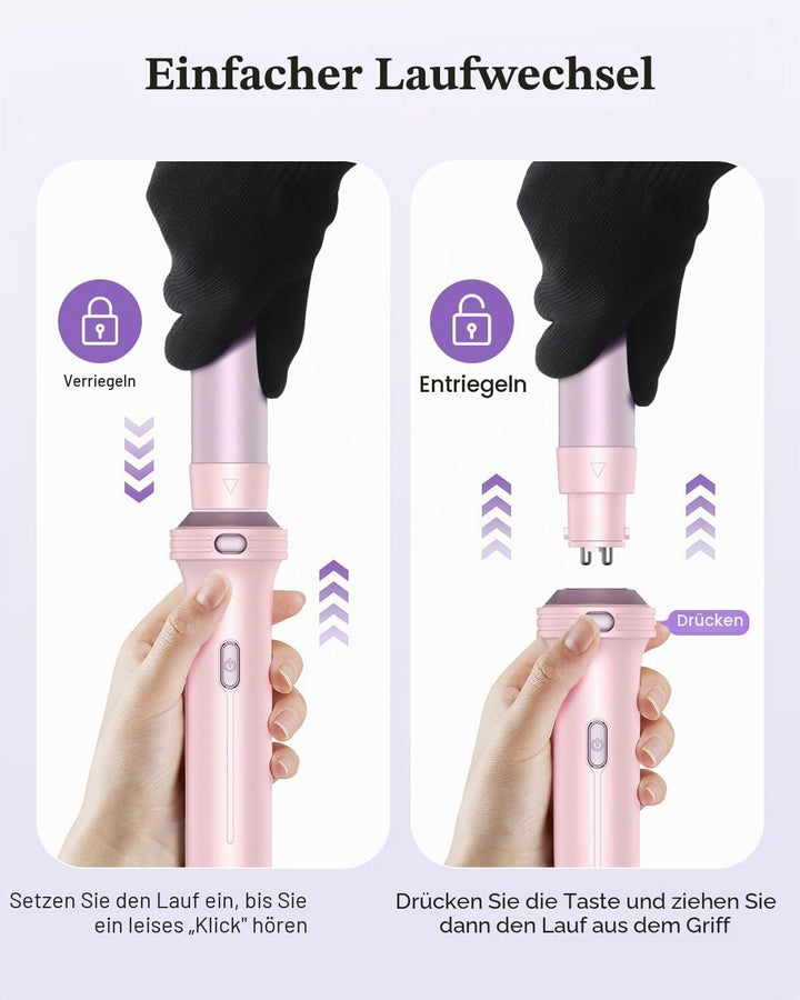 BESTOPE PRO Lockenstab, 5 in 1 Lockenstäbe Set mit Glätteisen, Thermobürste, 3 Keramische Lockeneise