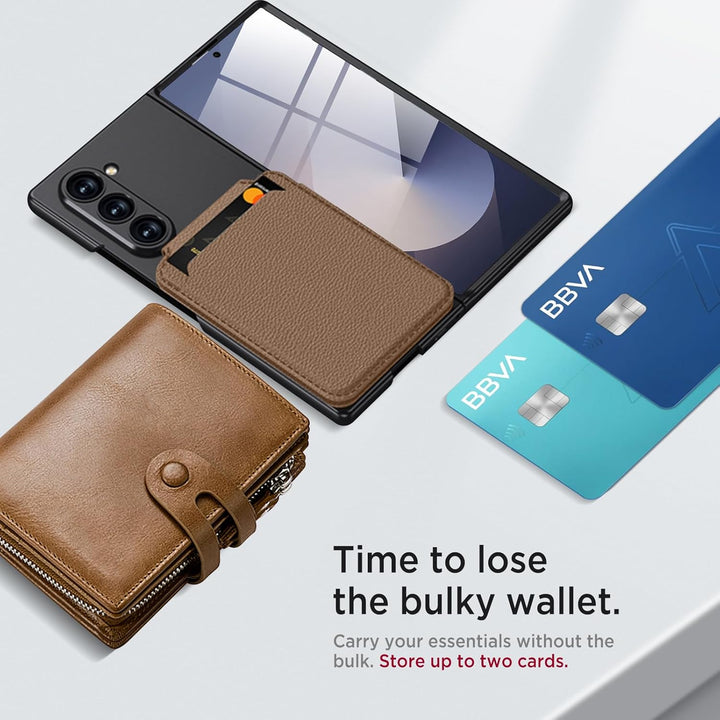 Miimall Kompatibel mit Samsung Galaxy Z Fold 6 Hülle mit Displayschutz, Magnetische Kartenhalter Wal