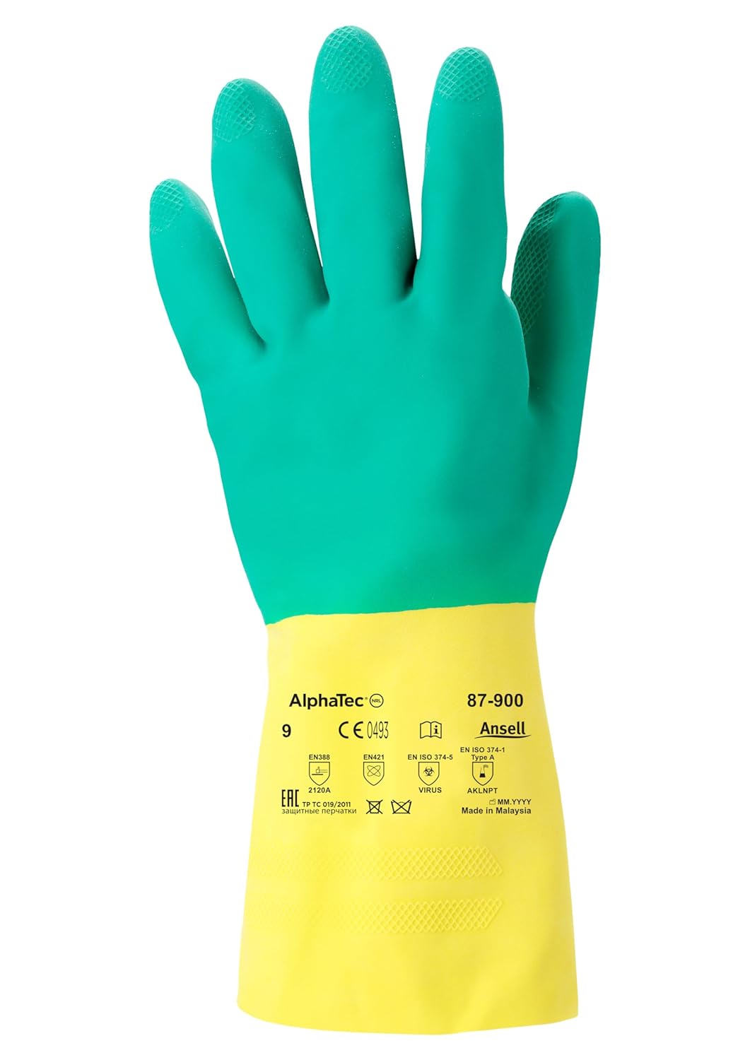 Ansell AlphaTec 87-900 Chemikalienschutz-Handschuhe, Mehrzweck-Arbeitshandschuhe, Chemisch Beständig