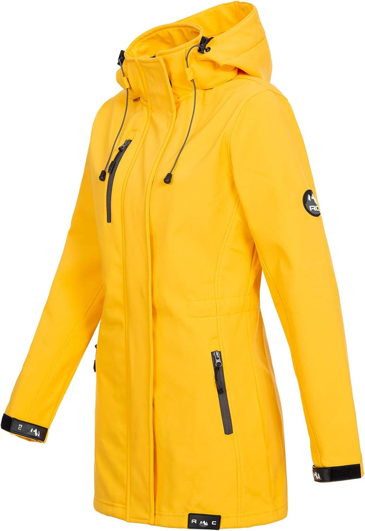 Damen Softshell Jacke Mantel Outdoor-Mantel D-423, XS Gelb