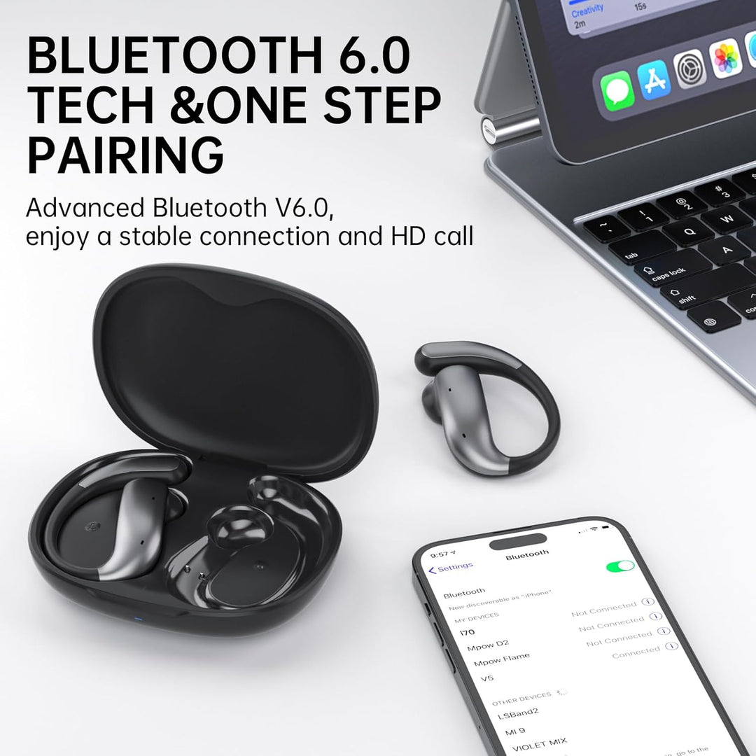 i70 Open-Ear-Ohrhörer Bluetooth 6.0 Kabellose Ohrhörer mit Ohrbügeln, Leichte & Bequeme Sport-Open-E