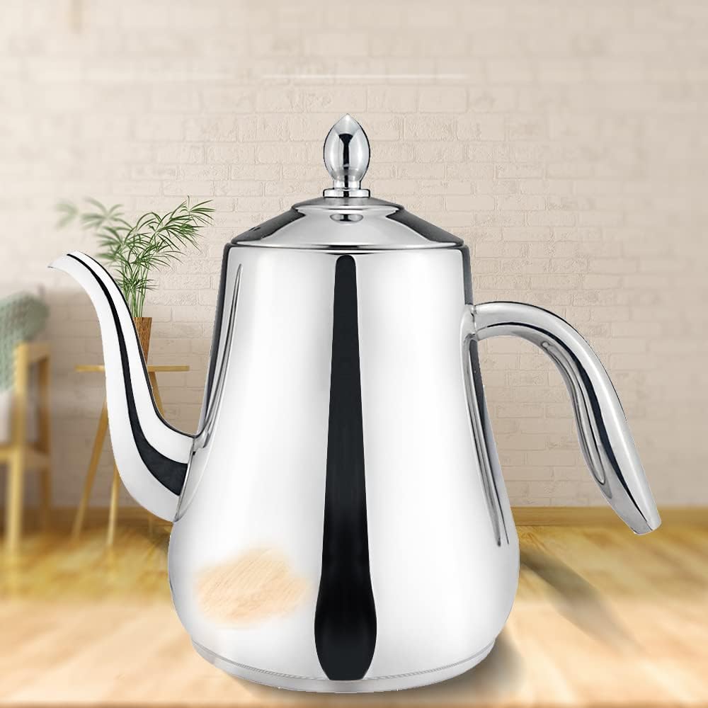 SANQIAHOME 1750ml Edelstahl-Teekanne mit herausnehmbarem Siebeinsatz, Qualitäts-Teekanne mit kleinem