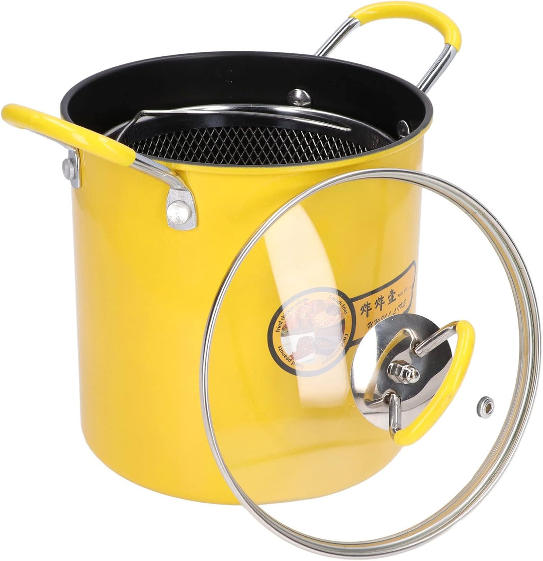 Friteuse, 3L Mini Fritteusen Topf, Edelstahl-Fritteusen-Topf mit Sieb Multifunktionale Fritteuse mit