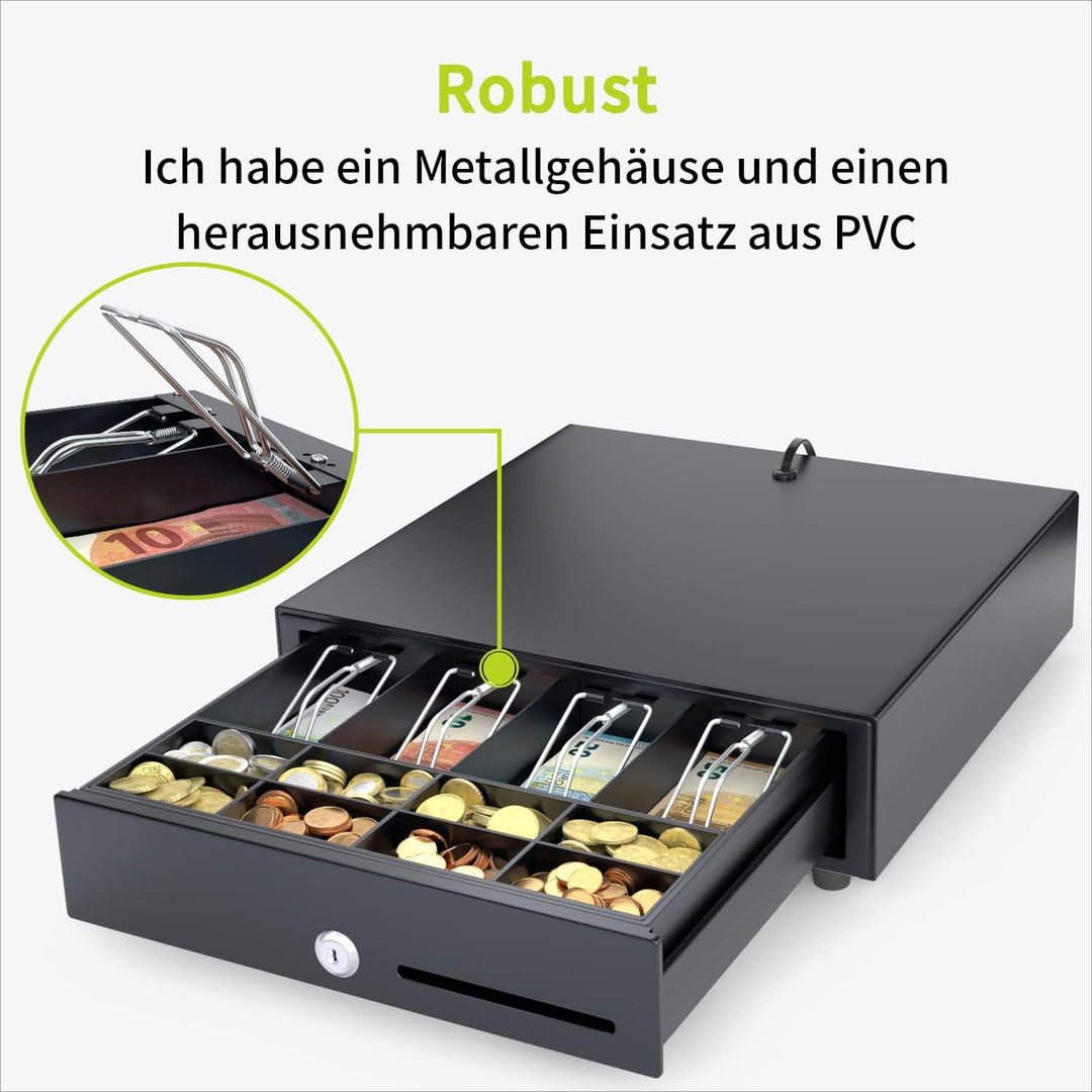 ACROPAQ Kassenschublade - Öffnung elektrisch mit RJ11 Anschluss, Kassenlade 33 x 33 cm, Unterbau gee