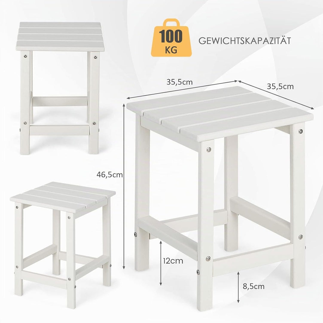 COSTWAY Beistelltisch, Kleiner Gartentisch aus UV-beständigem Kunststoff, Balkontisch wetterfest, fü
