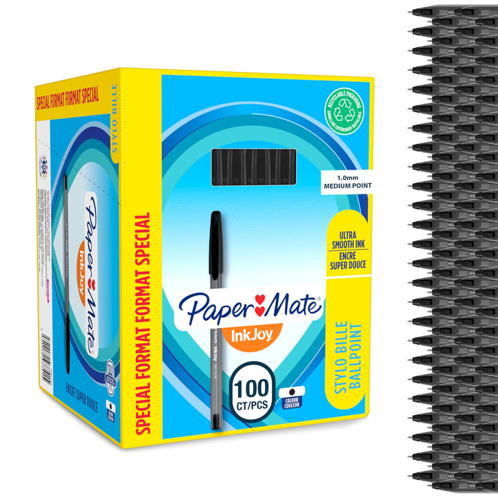 PAPER MATE InkJoy 100ST Kugelschreiber | mittlere Spitze (1,0 mm) | Schwarz | 100 Stück