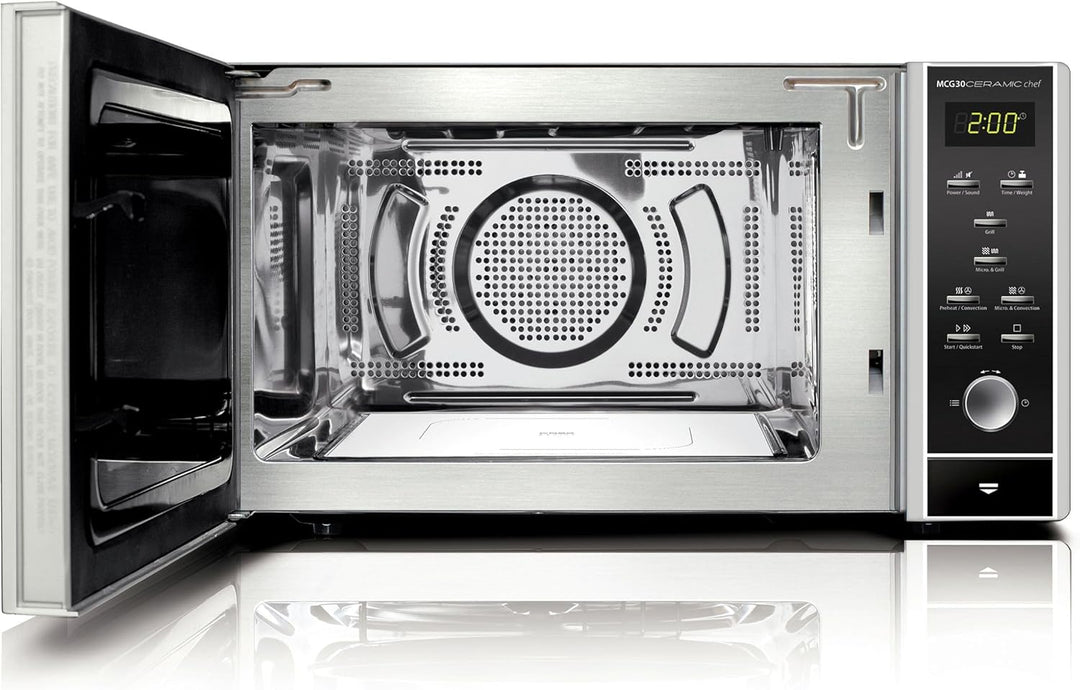 CASO | MCG30 Ceramic chef 3in1 Mikrowelle mit Grill + Heissluft 2100W |30L, Keramikboden, Grill-Rost