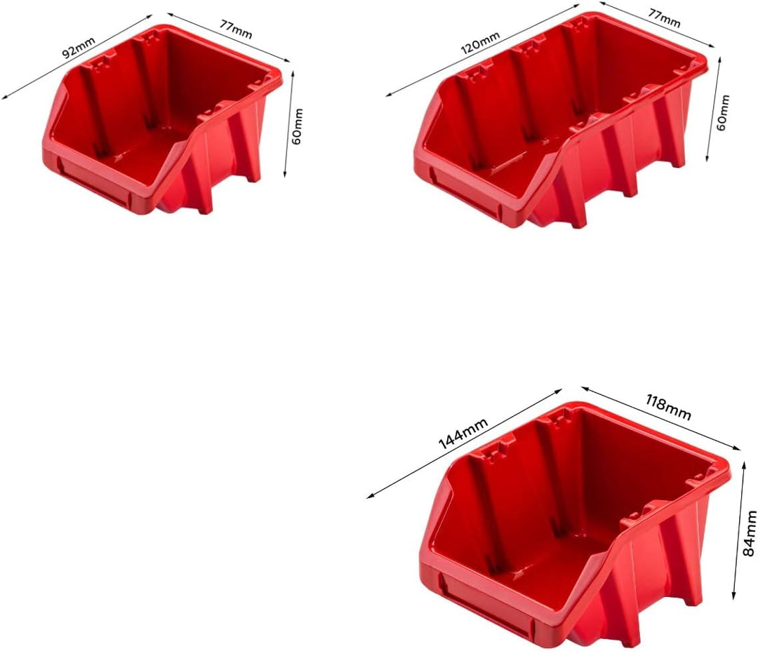 Lagersystem Werkstattregal | 156 x 78 cm | 40 stck. Box | Wandregal mit Werkzeughalterungen und Stap