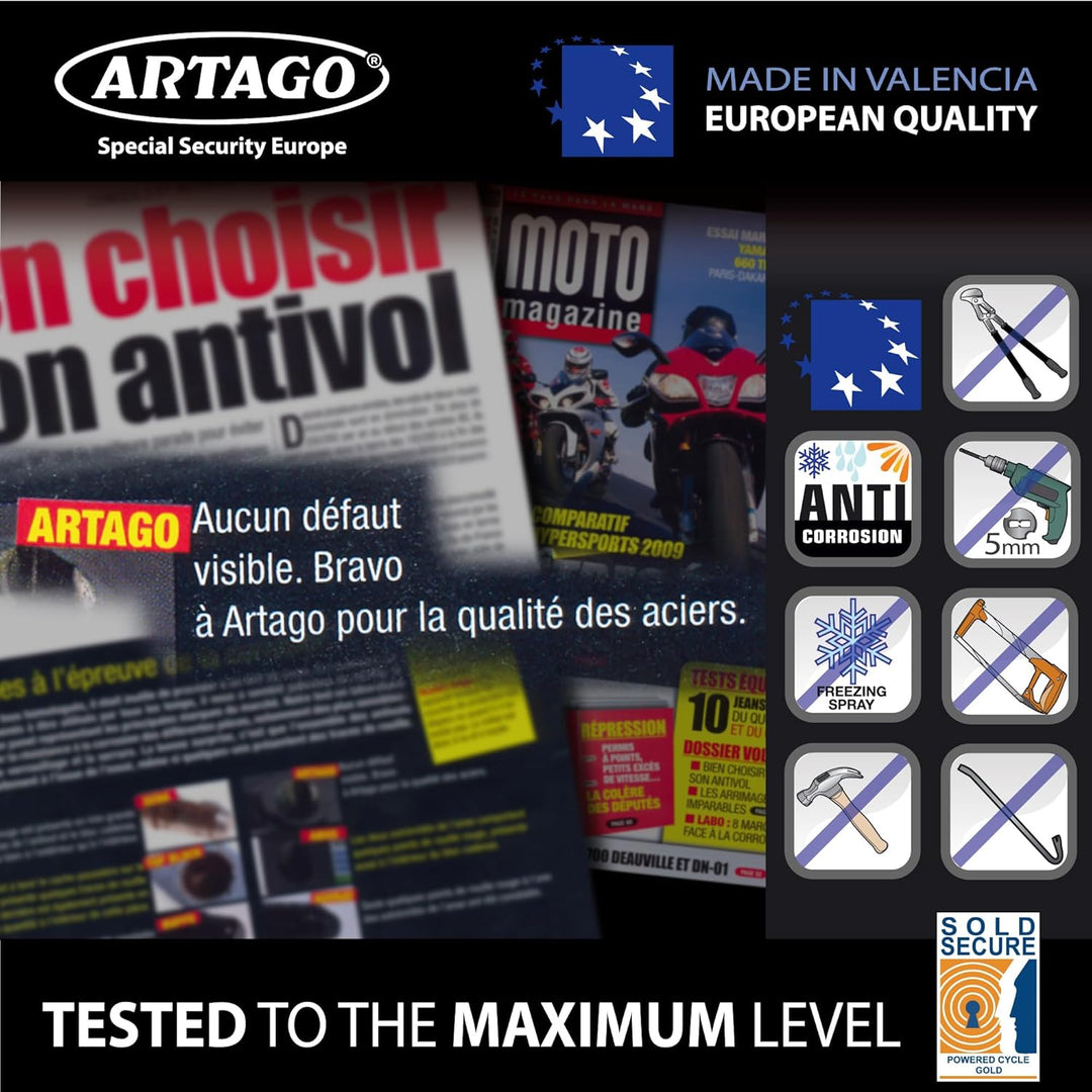 Artago 14.100 Kette Motorrad kombinierbar ø15 homologiert SOLD SECURE GOLD, besondere Sicherheit BUN