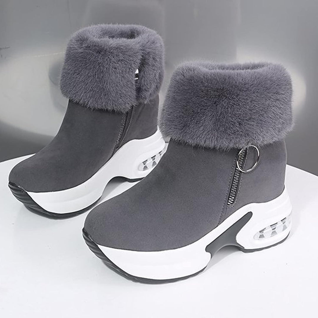 Winterstiefel Damen Stiefel Fraue Stiefeletten mit Absatz Plateau Warm Gefüttert Schnürstiefel Winte