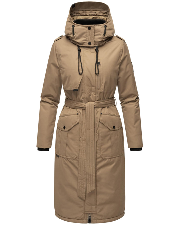 Navahoo Damen Wintermantel Warmer Parka lang mit hohem Kragen und weicher Kapuze Hokulanii XS-XXL M