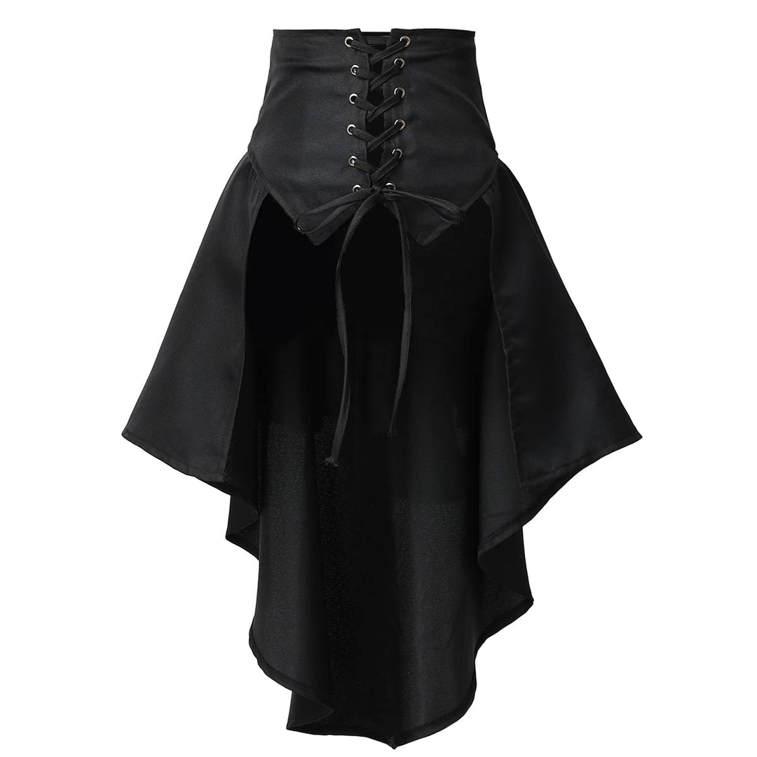 COSDREAMER Steampunk Damen Röcke Taillengürtel für Frauen Rüschen Piraten Korsett Kostüme, Black, 32