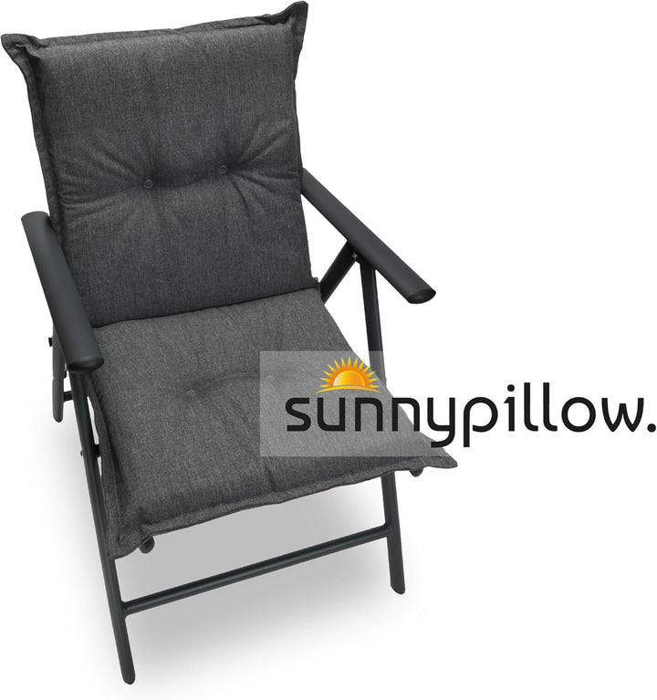 sunnypillow Stuhlauflagen Niedriglehner 100 x 50 (2er Set) - Gartenstuhlauflage Extra Dicke 9cm - Au