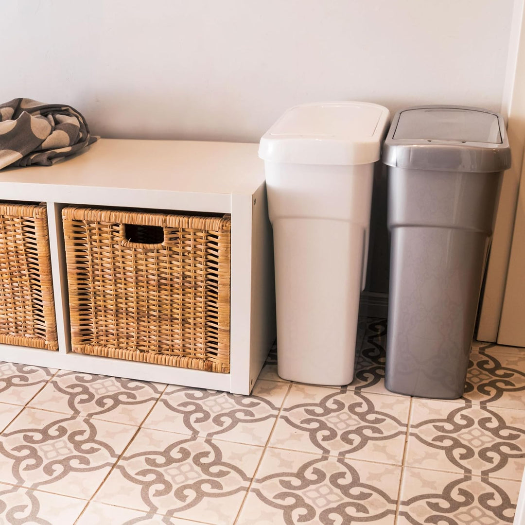 Hummelladen 25 Liter Mülltonne Grau Recyclingtonne 21x36x52cm mit abnehmbarem Druckdeckel - Schmal R
