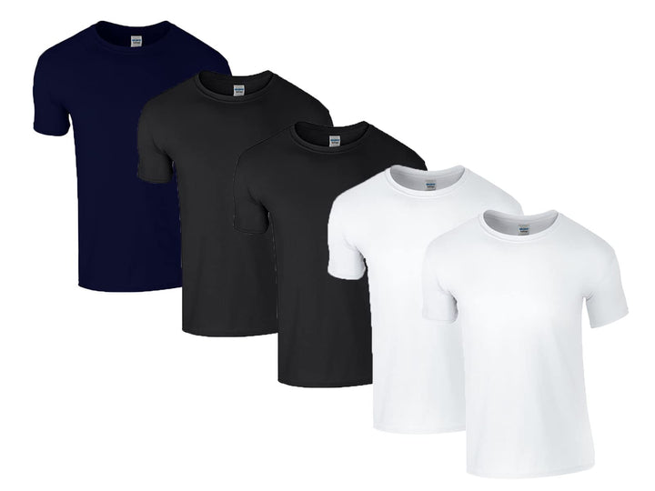 Gildan Herren T-Shirt M 2x Weiss, 2x Schwarz, 1x Navy & 1 Hlkauf Block, M 2x Weiss, 2x Schwarz, 1x N