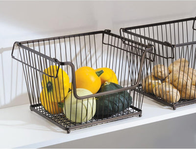 mDesign 3er-Set Allzweckkorb (gross) – der stapelbare Aufbewahrungskorb aus Metall – grosser, offene