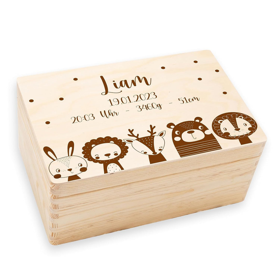 KIDSMOOD - Erinnerungsbox Baby, personalisierte Holzkiste mit Deckel, Ideal zur Aufbewahrung von Eri