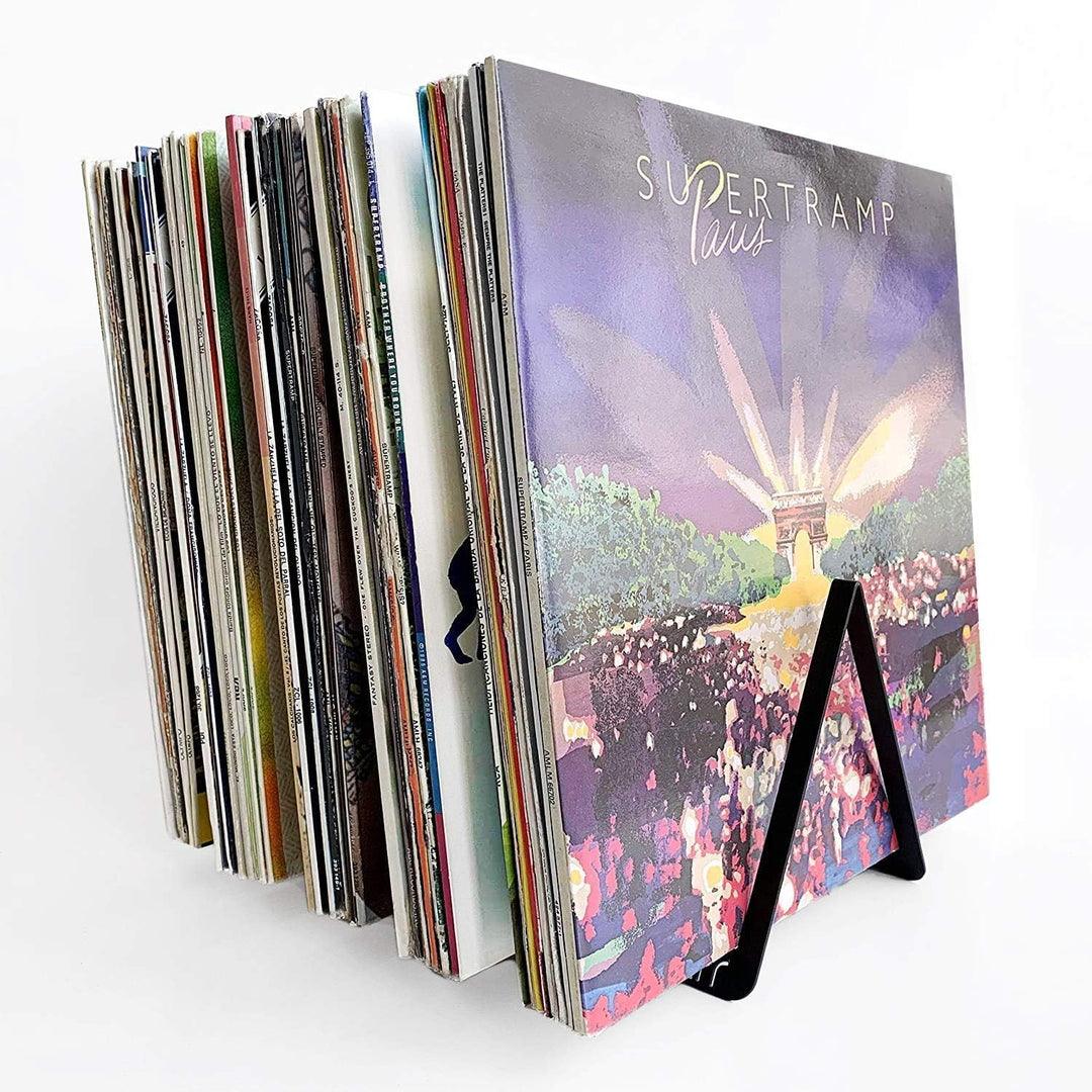 Präsentations- und Aufbewahrungshalterung für 50 Vinyl-Schallplatten (Schwarz x 2)