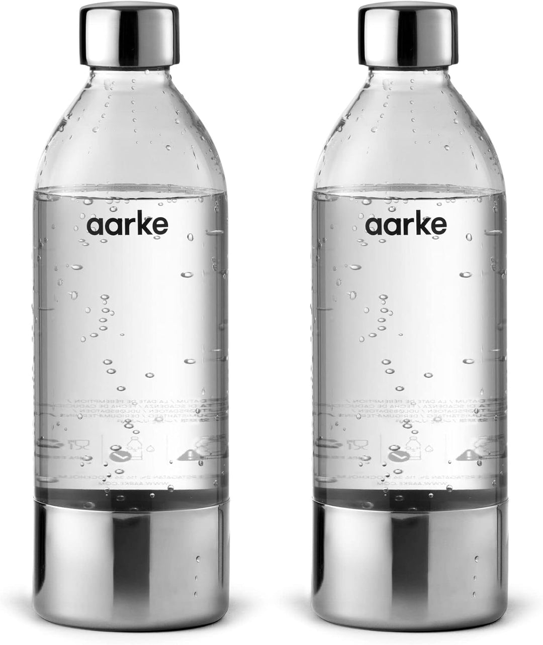 AARKE 2er-Pack PET-Flaschen für Wassersprudler Carbonator 3, BPA-frei mit Details in Edelstahl, 800m