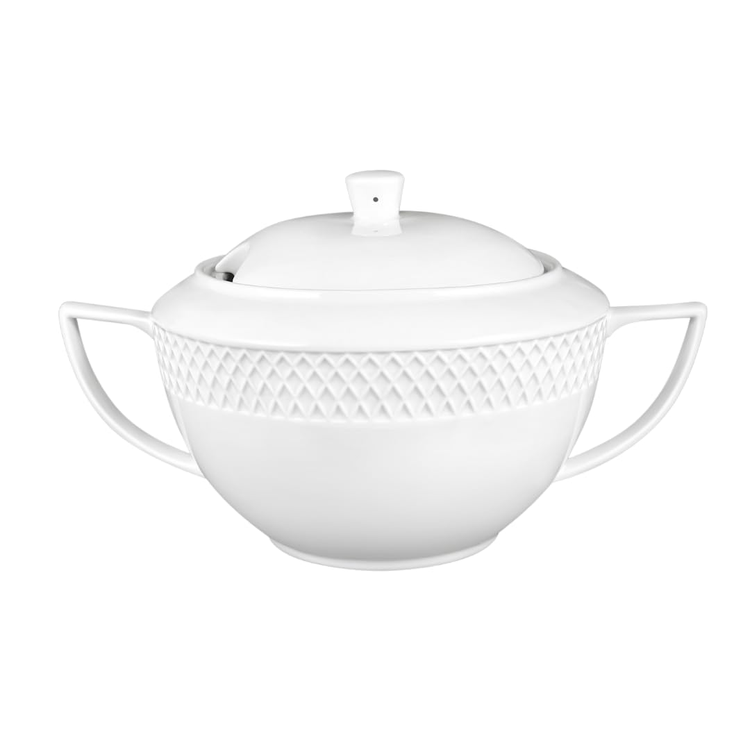 Wilmax - Suppenterrine mit Deckel - 2800ml - Vase aus Porzellan - weiss - Hitzebeständige Terrine -