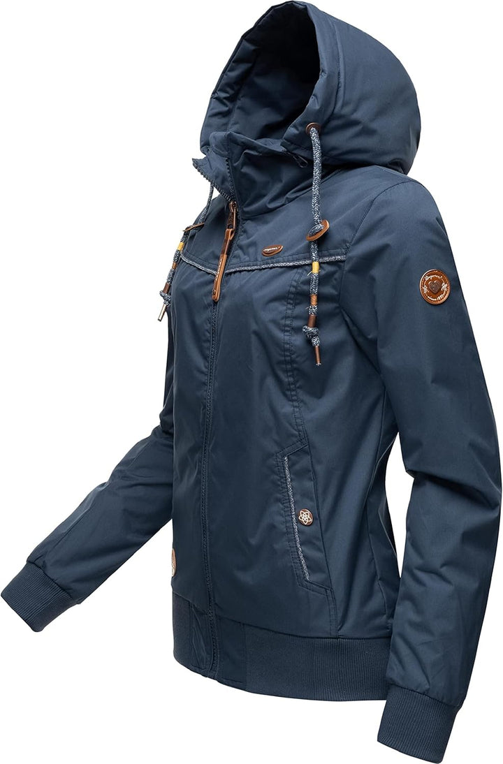 Ragwear Damen Übergangjacke wasserdicht (Wassersäule: 4.000 mm) leichte Jacke kurz mit abnehmbarer K