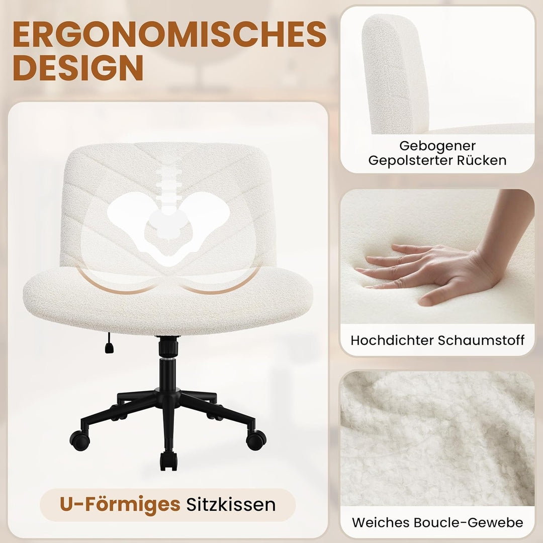 Yaheetech Bürostuhl mit Rollen, Schreibtischstuhl mit breitem Sitzkissen, Höhenverstellbar Drehstuhl