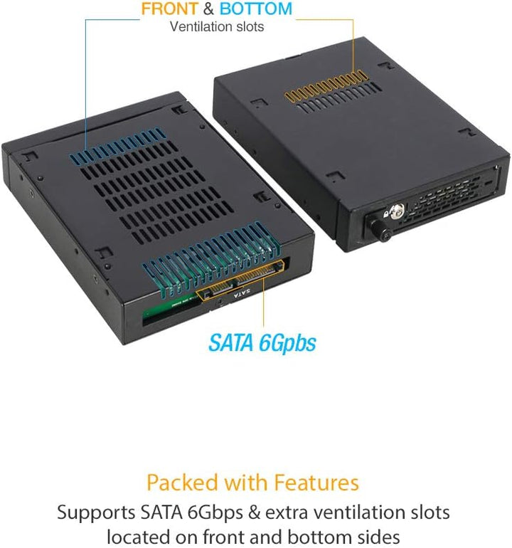 ICY DOCK SATA/SAS Hot Swap Wechselrahmen für 2,5 Zoll (6,4cm) SSD/HDD - Vollmetall mit Thumbscrew To
