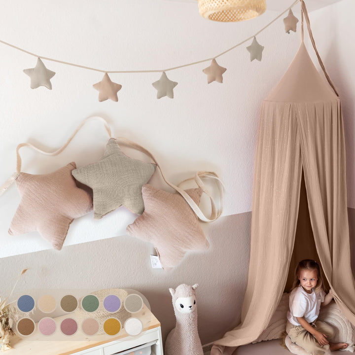 LILIMAUS Sternen Wimpelkette Stoff [in 12 Farben] Wimpelkette Kinderzimmer - 100% Baumwolle Handmade