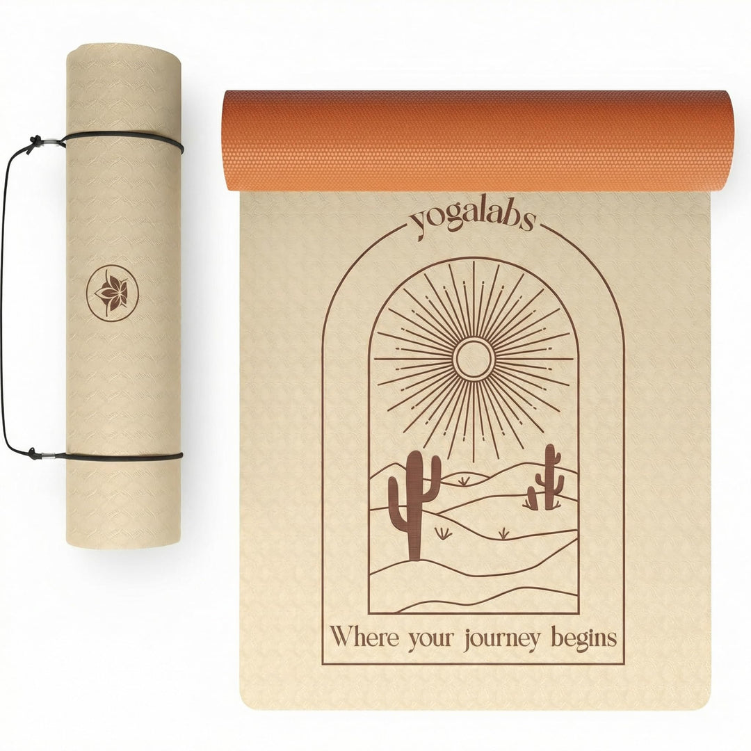 YOGALABS® - Premium Yoga-Matte aus hautfreundlichem ECO TPE-Material 185 x 60 x 0,6cm (gross) - Boho
