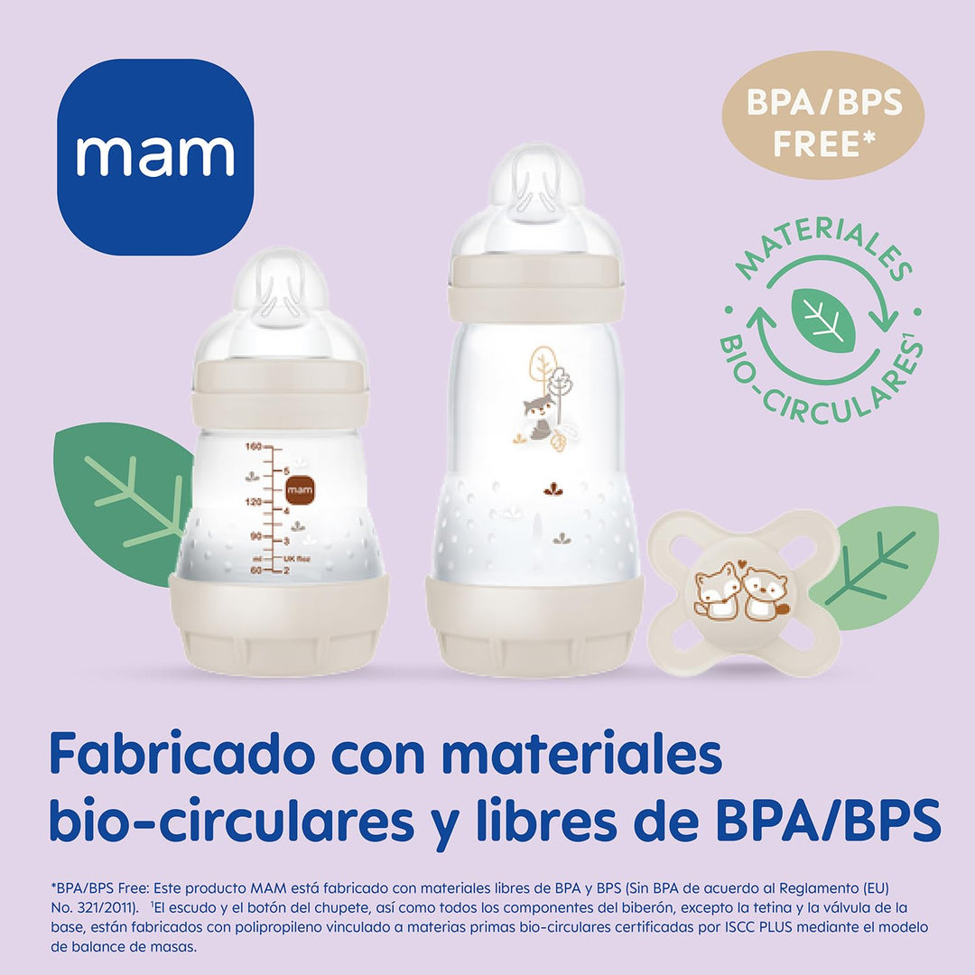 MAM, Geschenkset für Neugeborene, 1 x Anti-Colic Flasche 160 ml, 1 x Anti-Colic Flasche 260 ml, 1 x