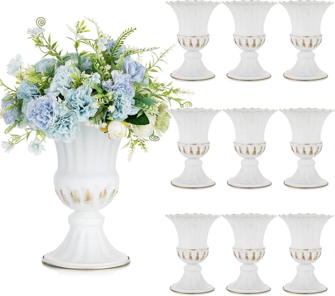Sziqiqi 10 Stück Weiss Hochzeit Vase - Klein Metall Blumenvase Deko Shabby Chic Urne Pflanzer Blumen