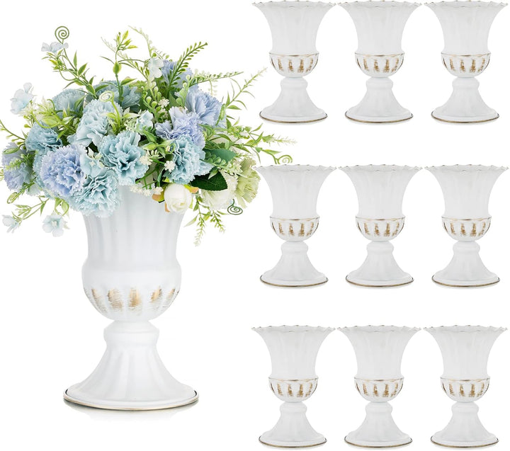 Sziqiqi 10 Stück Weiss Hochzeit Vase - Klein Metall Blumenvase Deko Shabby Chic Urne Pflanzer Blumen