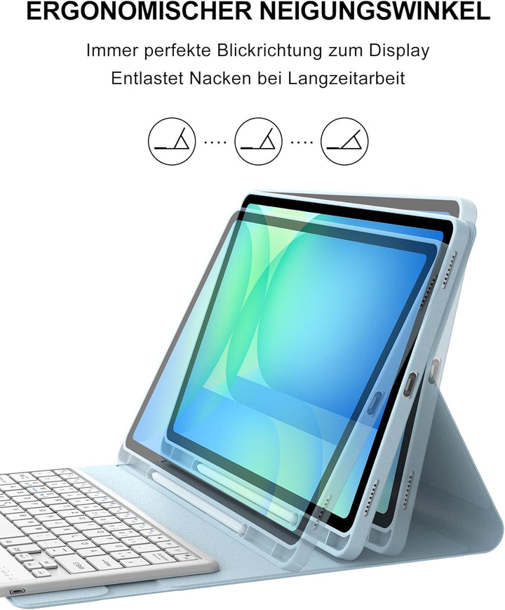 Für Galaxy Tab S10 FE+ Hülle mit Trackpad Tastatur – Deutsches QWERTZ-Layout, Präzisions-Touchpad fü