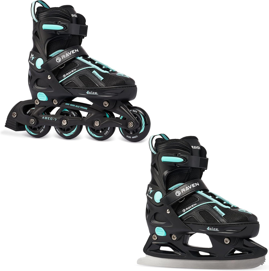 Inlineskates Inliner Raven Pulse verstellbar optional als 2in1 Inlineskates/Schlittschuhe 37-40 (23,