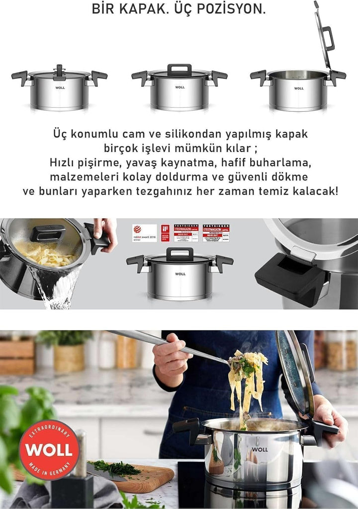 Woll Concept Topfset 4-teilig mit Deckel aus Edelstahl, für alle Herdarten geeignet, backofenfest bi