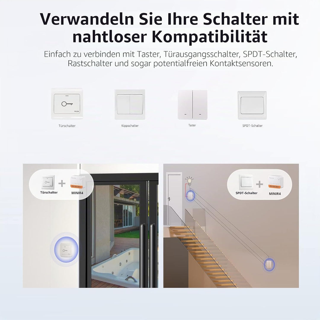 SONOFF 2PCS MINIR4 Smart Wlan Schalter, WiFi Schalter mit Timing-Funktion, Relay Split Mode, 2.4G Wi