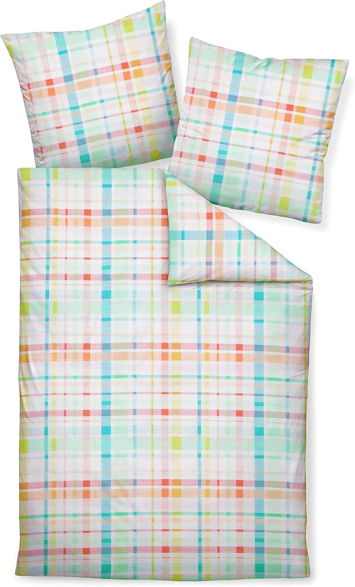 Janine Mako-Soft-Seersucker Bettwäsche Tango 135x200 cm + 80x80 cm Multicolor, 135x200 cm + 80x80 cm