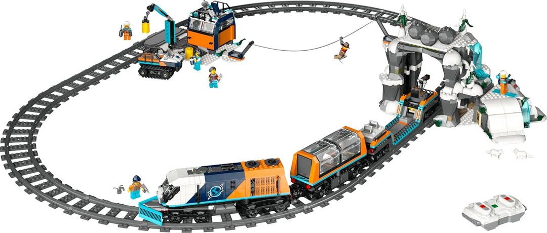LEGO City Trains Arktis-Polarexpress - Spielzeug mit ferngesteuertem Zug - Schneepflug, 22 Gleissegm