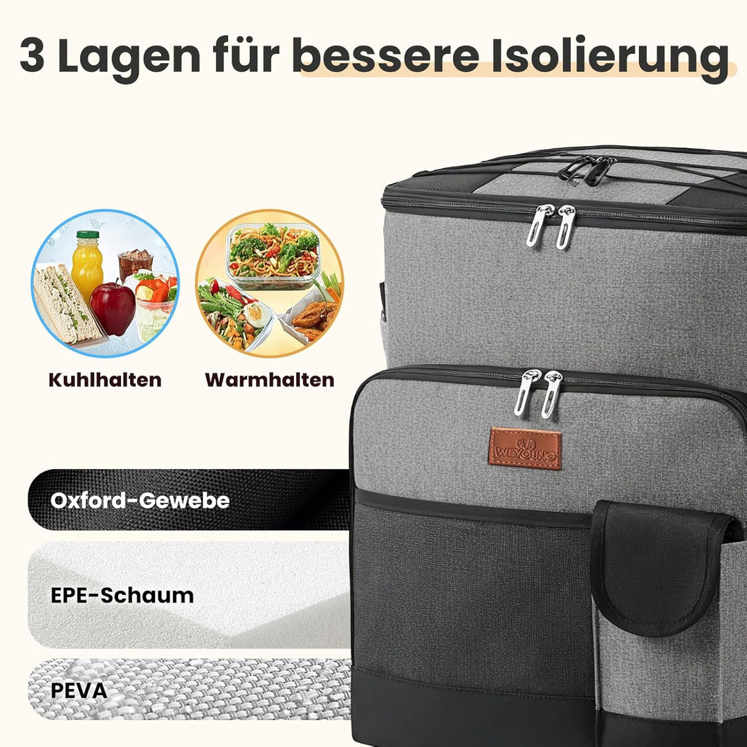 33L Kühltasche für Herren und Damen, Isolierte Cooler Bag faltbar kühlbox, wasserdichte Thermotasche