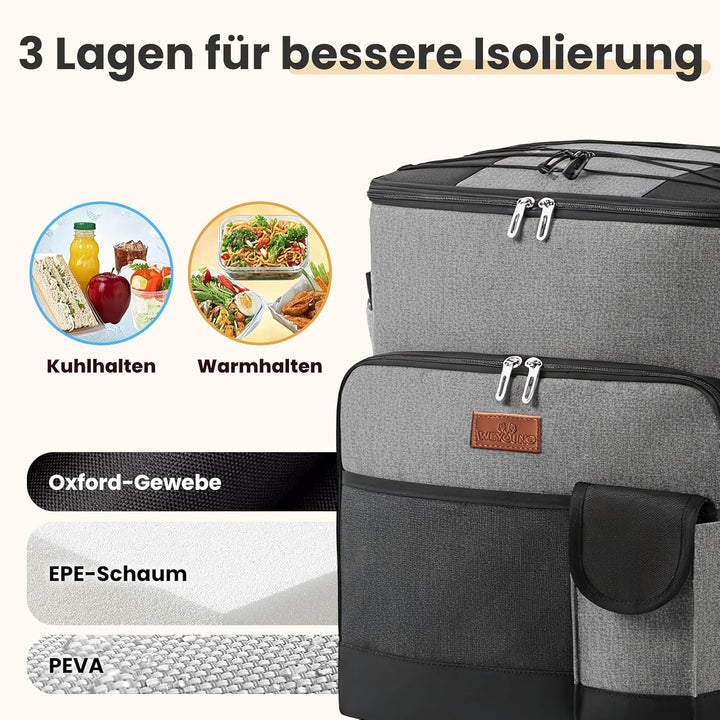 33L Kühltasche für Herren und Damen, Isolierte Cooler Bag faltbar kühlbox, wasserdichte Thermotasche
